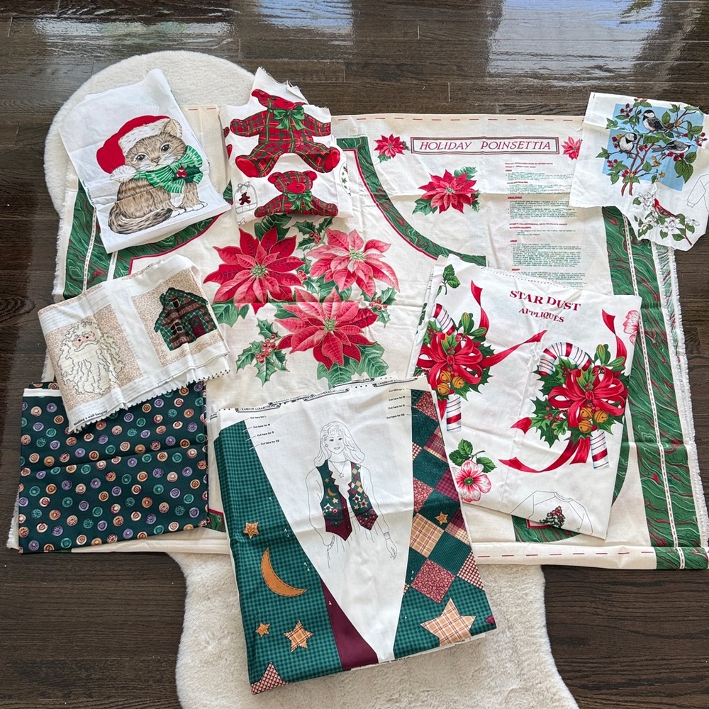 Christmas Fabric Panel Appliqué Lot